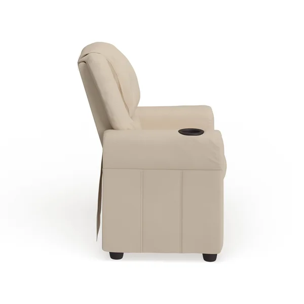 Lancaster Home Contemporary Yellow Vinyl Kids Recliner with Cup Holder and Headrest