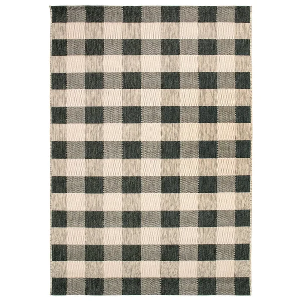 Trans Ocean Portofino Texture Plaid Area Rug - Black, 7&10x22 x 9&10x22 Rectangle