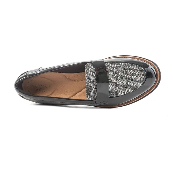 Clarks Sharon Gracie Women's Loafers, Size: 10, Black Tweed