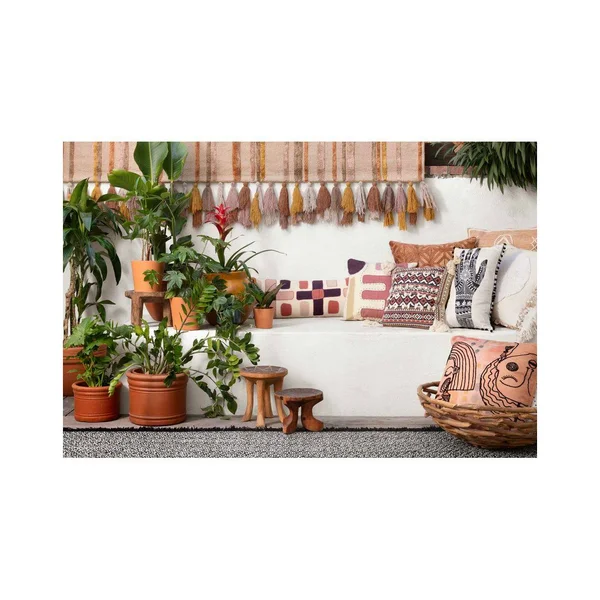 Justina Blakeney x Loloi P0953 Polyester Pillow Terracotta, Multi, 22x22 x 22x22 Cover w/Down