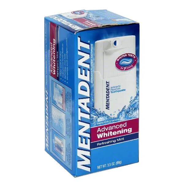 Mentadent Anticavity Fluoride Toothpaste - Advanced Whitening, Refreshing Mint - 3.5 oz