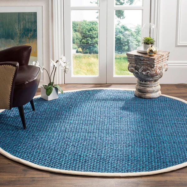 Safavieh Natural Fiber Blue 6& x 6& Round Rug
