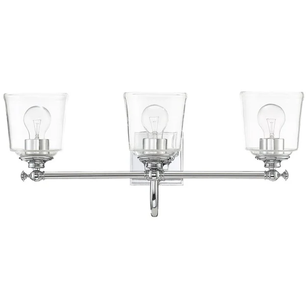 Park Harbor PHVL3013 Antonia 3 Light 25-1/4x22 Wide Bathroom Vanity Light with Cle Polished Nickel