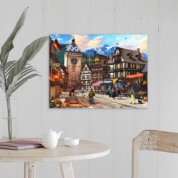 German Market Town - Canvas Wall Art, 24x18, Great Big Canvas