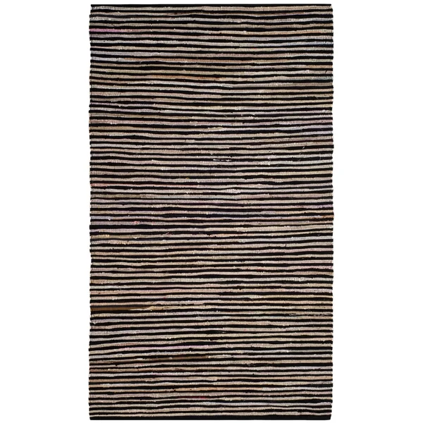 Safavieh Rag Rug RAR130Q Area Rug, Black/Multi, 6& x 6& Square