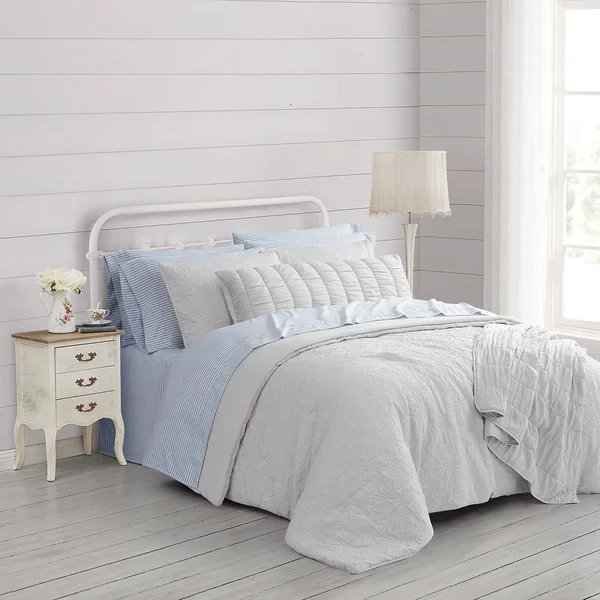 Prairie by Rachel Ashwell 12-Piece Garment Washed Sheet Set (Blue, King)