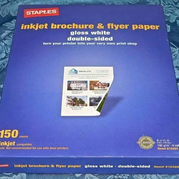 Staples Inkjet Gloss White Brochure & Flyer Paper - 150 sheets
