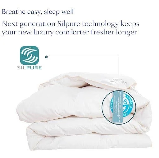 Luxury Natural Down Comforter King, Pure White, 100% Cotton