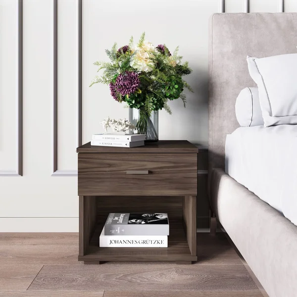 Noah Single Drawer Nightstand Walnut - Eco Dream