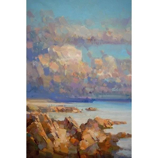 Easy Art Prints Vahe Yeremyan's 'The Cliffs' Premium Canvas Art - 36 x 24 - Modern Black Frame