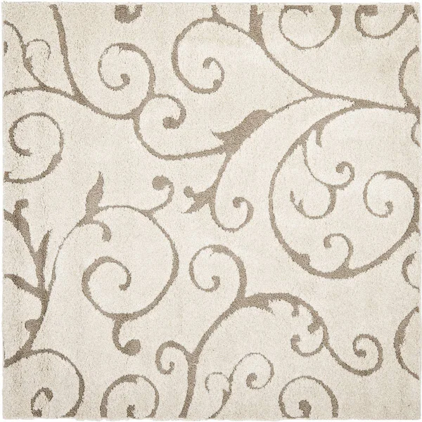 Safavieh SG455-1113-9SQ Florida Shag Cream & Beige 9& x 9& Square Rug