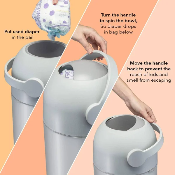 Lil’ Jumbl Odor Locking Diaper Pail, Child-Proof Diaper Trash Can, Modern Sleek Design, Easy to Use & Clean, No Special Bag