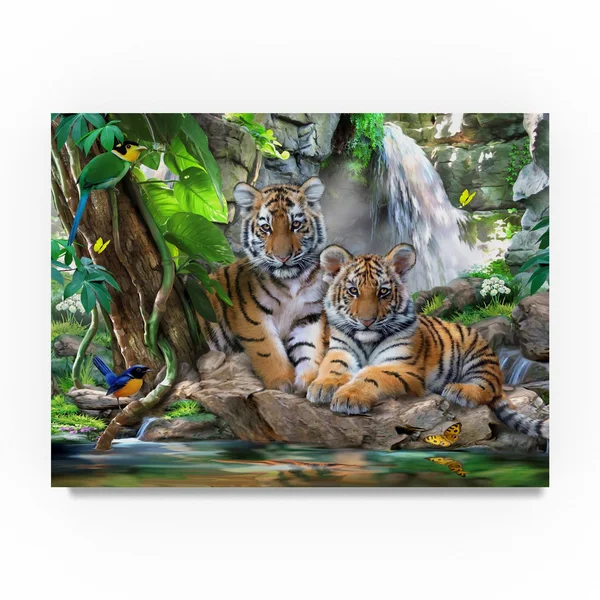 Trademark Art Howard Robinson 'Tigers and Waterfalls' Canvas Art