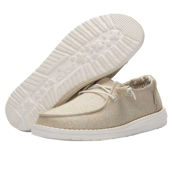Hey Dude Wendy Stretch Women's Shoes Sparkling Beige : 8 M