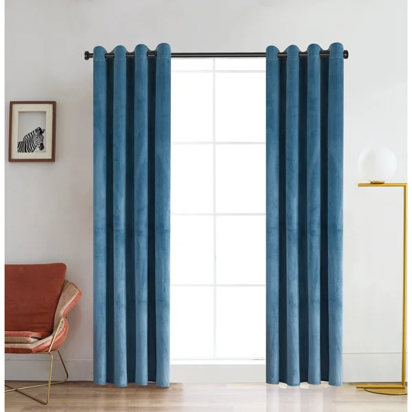 Regency 126x22 Grommet Room Darkening Window Curtain Panel in Dusty Blue