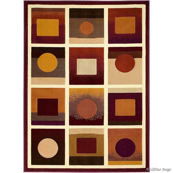 Allstar Black/ Brown Modern Geometric Design Rug - 7& 1x22 x 5& 2x22