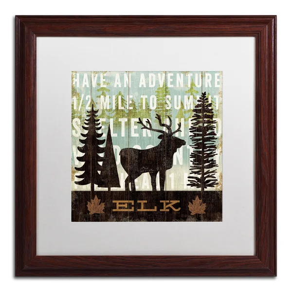 Trademark Fine Art &Simple Living Elk& Canvas Art by Michael Mullan - White Matte, Wood Frame, Size: 16x16