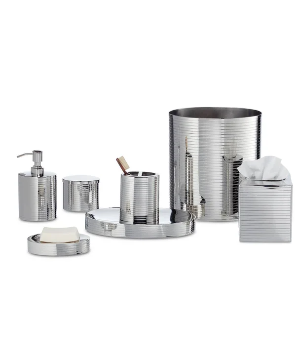Roselli Trading Company Intercontinental Wastebasket - Silver