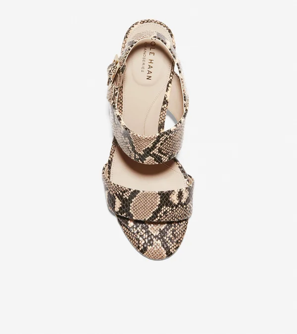 Cole Haan Womens Avani City Leather Snake Print Heel Sandals