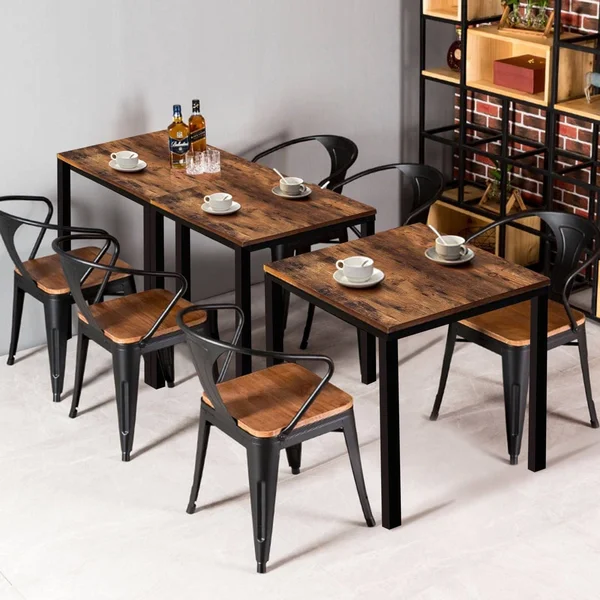 Veikous 27.6''W Square Industrial Kitchen Dining Table - Brown