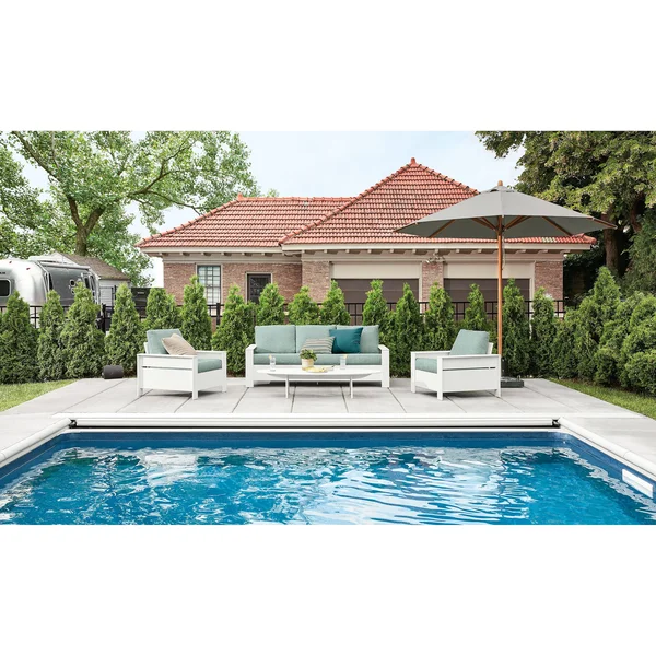 Room & Board, Modern Nova Round Outdoor Coffee Table in Blue 30 Diameter 13H in Recycled Acrylic/Plastic