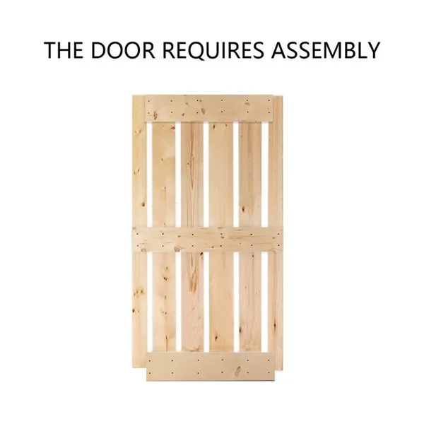 Groove 36 in x 84 in Unfinished 2 Panel Wood Barn Door with Sliding Hardware - 36 x 84
