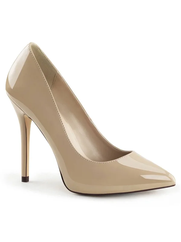 Pleaser - AMUSE-20 6 - Cream Patent