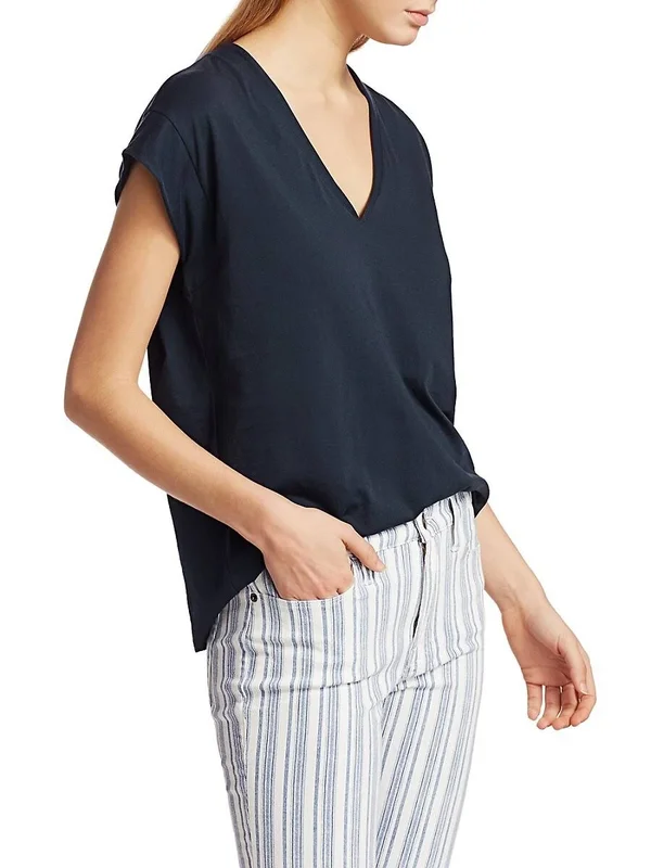 Frame Le Mid Rise V-Neck Tee Blanc