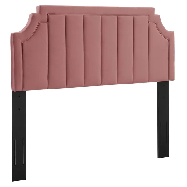 Alyona Channel Tufted Performance Velvet Twin Headboard Dusty Rose Modway