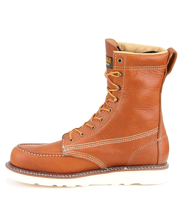 Carolina Men's 8 inch Domestic Moc Toe Wedge Work Boots, 10 2E, Brown
