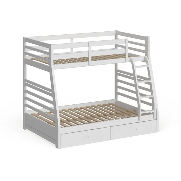 Furniture of America Cude Modern Twin/Full Solid Wood Bunk Bed Set - White