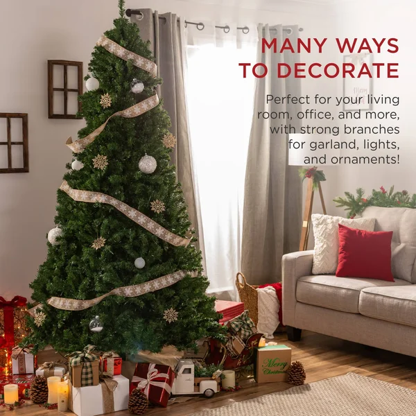 Best Choice Products 6ft Premium Spruce Artificial Christmas Tree w/ Easy ASSEMBLY, Metal Hinges & Foldable Base