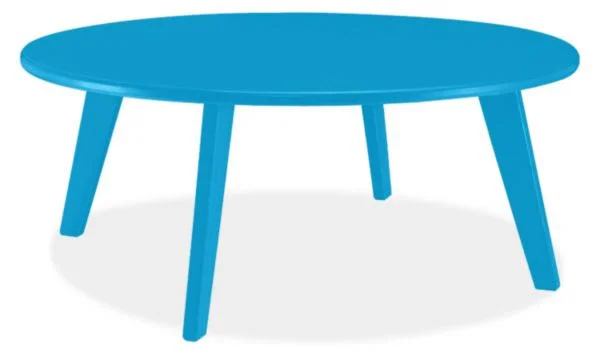 Room & Board, Modern Nova Round Outdoor Coffee Table in Blue 30 Diameter 13H in Recycled Acrylic/Plastic