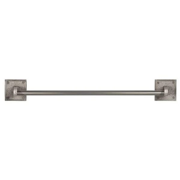 The Copper Factory CF132SN Solid Copper 24-inch Towel Bar with Square Backplates, Satin Nickel, 3 x 27.25 x 3.25