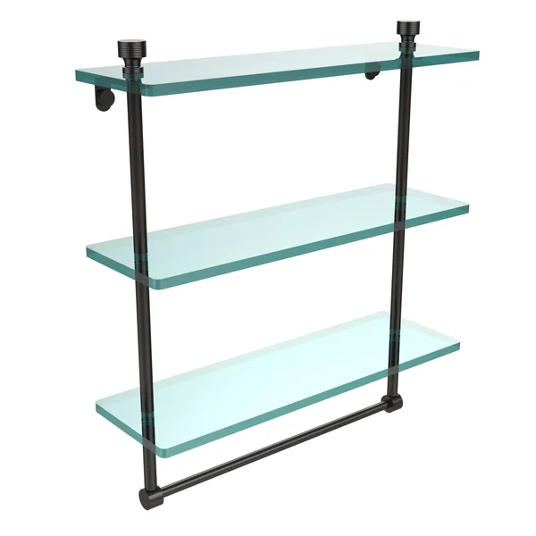 Allied Brass Foxtrot Collection 16 inch Triple Tiered Glass Shelf Integrated Towel Bar Oil Rubbed Bronze