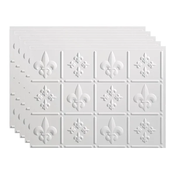 Fasade Fleur De Lis in Matte White Backsplash 15 Square Foot Kit
