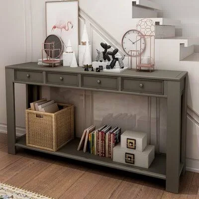 Javin 64x22 Solid Wood Console Table Rosecliff Heights Color: Gray