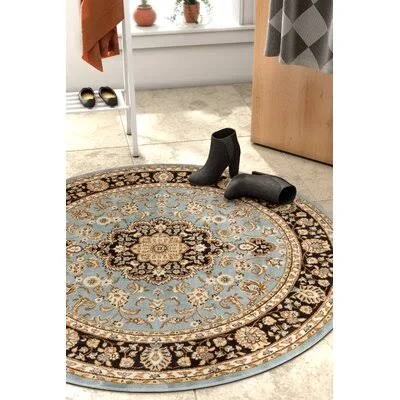 Astoria Grand Belliere Medallion Traditional Light Blue Area Rug