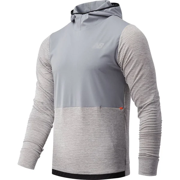 New Balance Men's Impact Run Grid Back Hoodie - Grey (Size L)