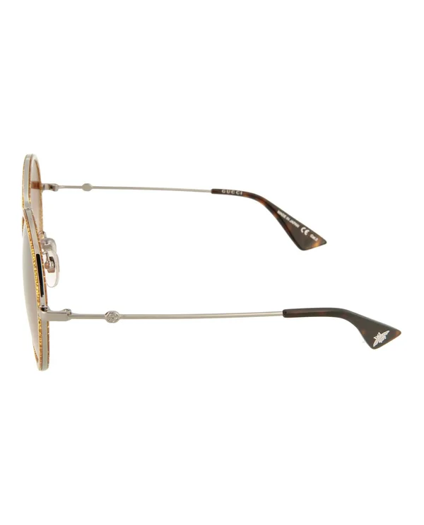 Gucci Round/Oval Sunglasses - Women's, Silver, Authenticity Guarantee, from Madaluxe Vault