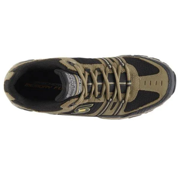 Skechers Men's After Burn Memory Fit Strike Off Sneaker, Pebble/Black