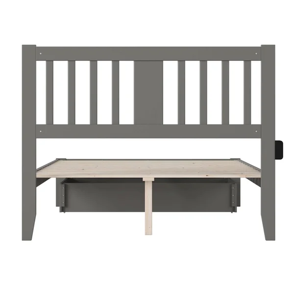 Atlantic Furniture Tahoe Full Bed with Foot Drawer and USB Turbo Charger in Grey