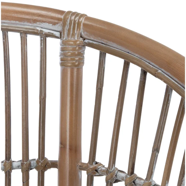 Safavieh ACH6516B Olivia Rattan Accent Chair with Cushion White Washed & White