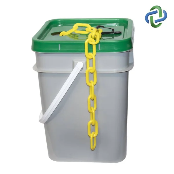 Mr. Chain Plastic Chain Barrier in A Pail - 2x22x160&L, Yellow 50002-P