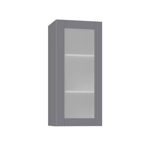 J Collection Shaker Assembled 18x40x14 in. Wall Cabinet with Frosted Glass Door in Gray