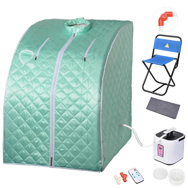 Yescom Portable Steam Sauna Tent Spa Detox w/ Chair & Remote, Green Ash