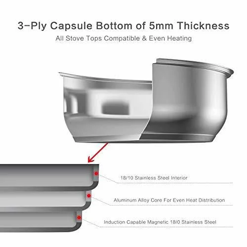 Mr Captain Roasting Pan with Rack and Lid 8.5 Quart - 18/10 Stainless Steel Multi-Use Oval Roaster, Induction Compatible Dishwasher
