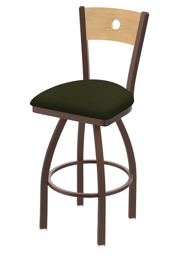 Holland Bar Stool 830 Voltaire 30x22 Swivel Counter Stool with Bronze Finish, Natural BACK, and Canter Pine Seat