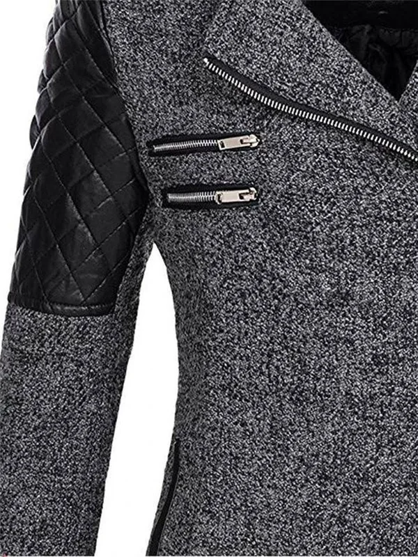 Women's Warm Asymmetric Design Hooded Coat Dark Gray - 4XL