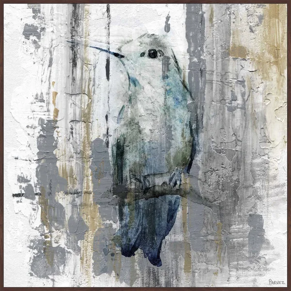 Perching Grey Floater Framed Painting Print on Canvas